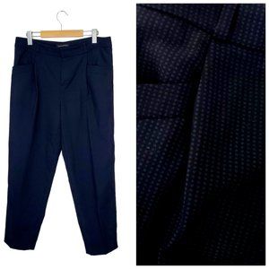 Banana Republic Pants Straight Drape High Rise Tapered Dotted Black Navy 8